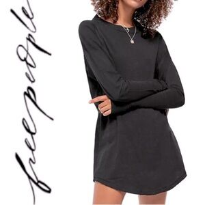 FREE PEOPLE We The Free Arden Tee Black Long Sleeve Casual Shirt Sz XS EUC